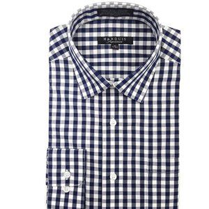 2X Marquis Navy Gingham Long Sleeve 2XL 18-18.5